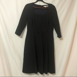 Boden Black Ponte Fit and Flare Dress